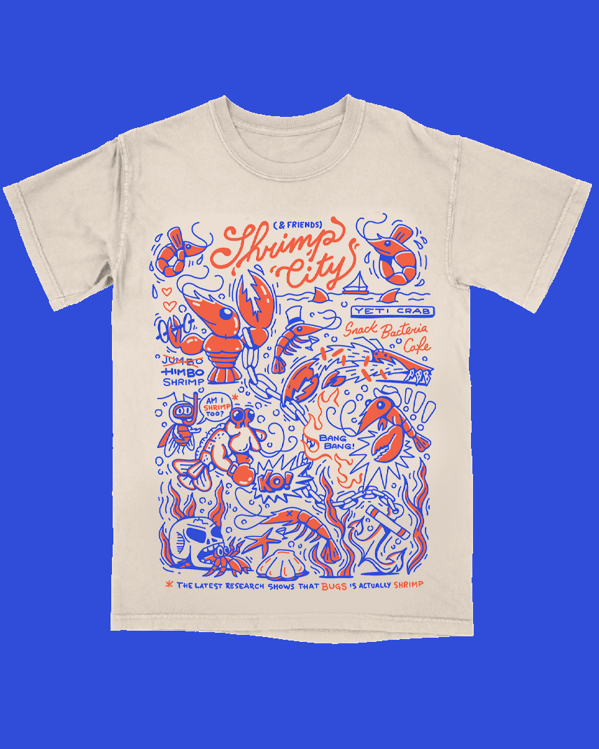 Shrimp City T-shirt (pre-order) | Support Skype a Scientist with
